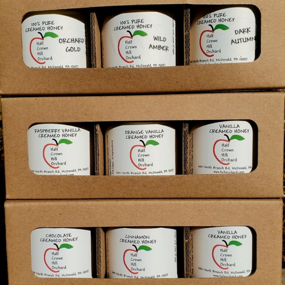 Creamed Honey Gift Set (3) 12 oz. jars Half Crown Hill Orchard
